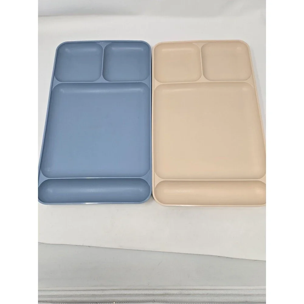 VINTAGE TUPPERWARE LOT CAFETERIA LUNCH TRAY DIVIDED PLATE MIXED #1535 SET OF 6 - Picture 8 of 11